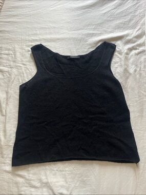 Annette Gortz Cashmere Black Sleeveless Knit Tank Top - Scoop Neck